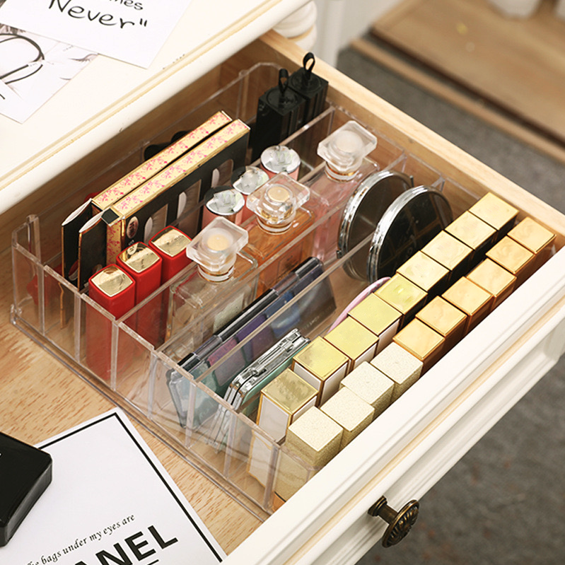 Transparent acrylic 8-cell space removable cosmetic storage box for household use