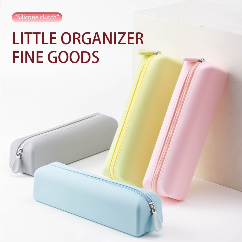 wholesale waterproof silicone pencil bag simple pencil case pouch student large capacity pencil case stationery storage bag