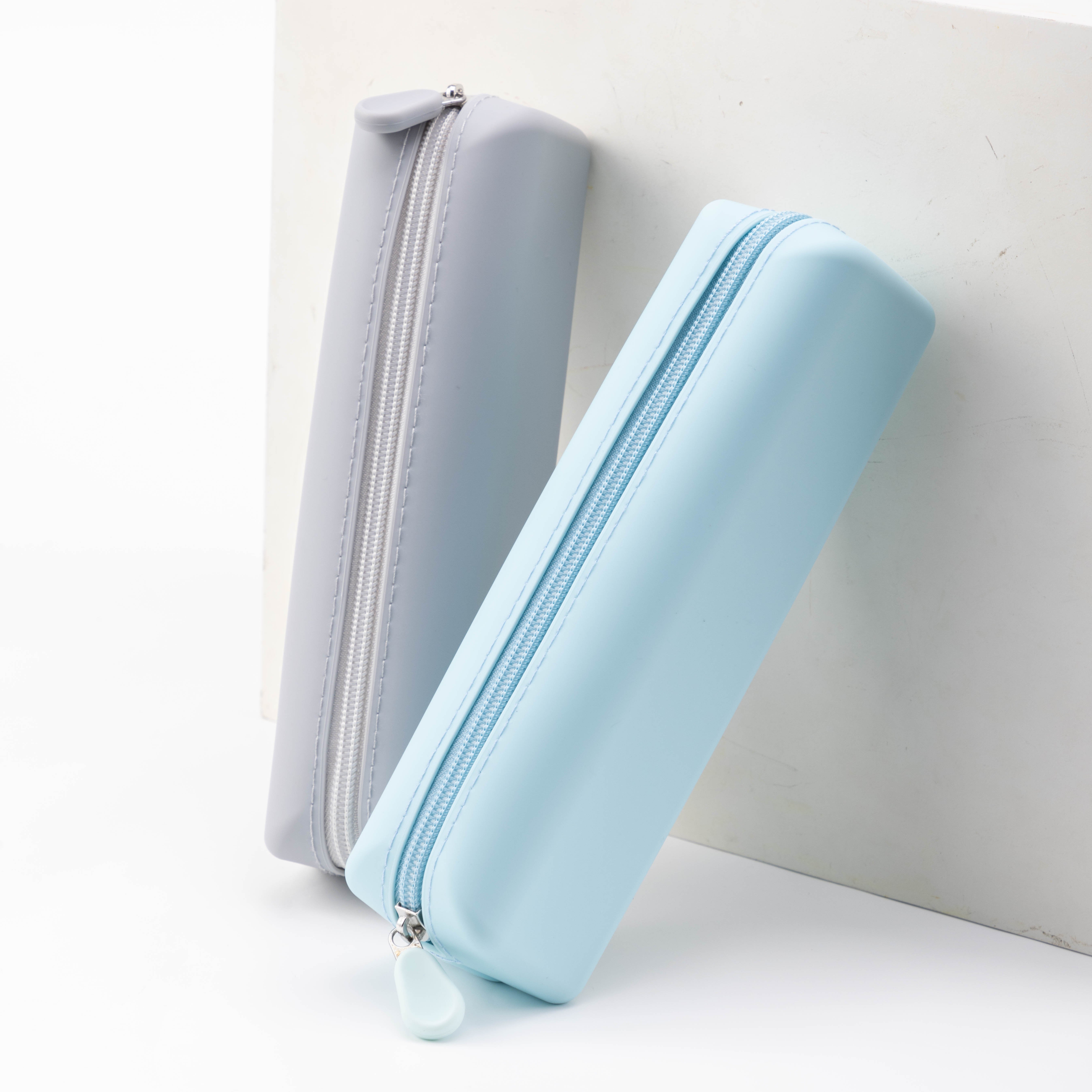 wholesale waterproof silicone pencil bag simple pencil case pouch student large capacity pencil case stationery storage bag