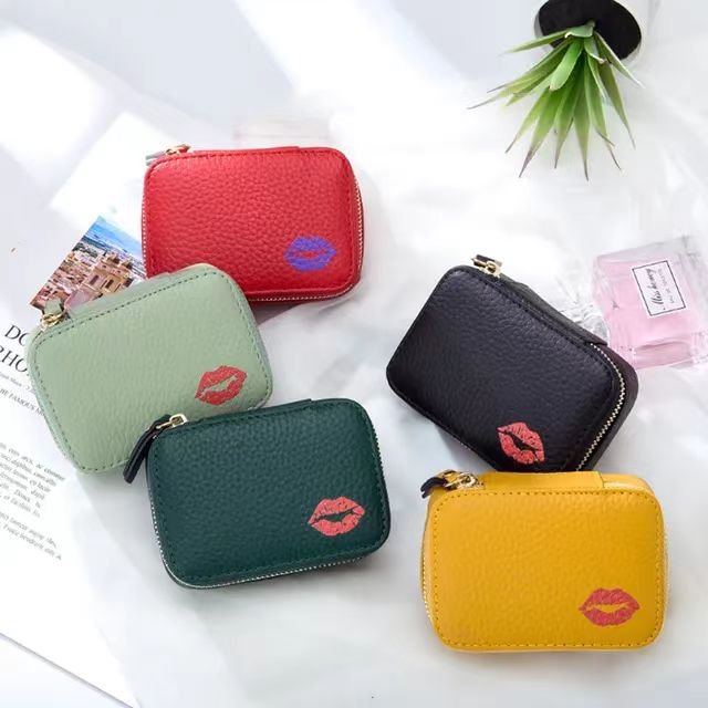Mini Portable Leather Make Up Lipstick Case Cosmetic Bags Lip Gloss Holder Bag With Mirror For Girls