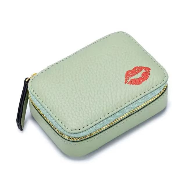 Mini Portable Leather Make Up Lipstick Case Cosmetic Bags Lip Gloss Holder Bag With Mirror For Girls