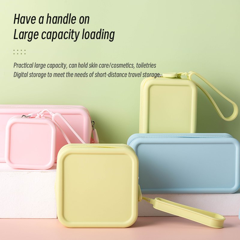 Silicone Mini Makeup Bag Pouch for Purse Portable Makeup Storage Bag Travel Toiletry Organizers Bag for Women Girls
