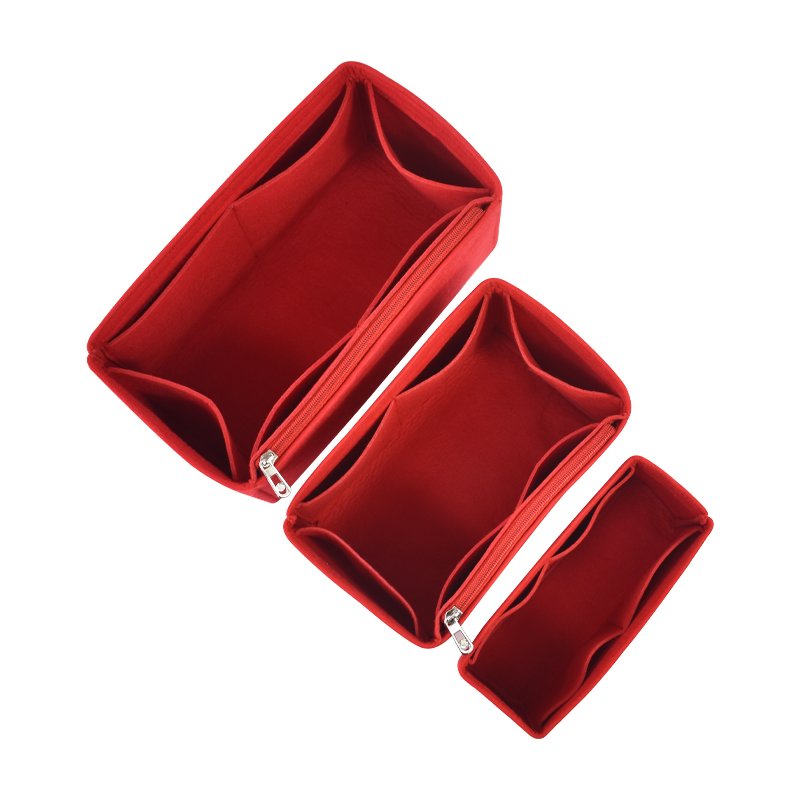 Hot sale cosmetics organizer felt bag organizer insert handbag make up bag