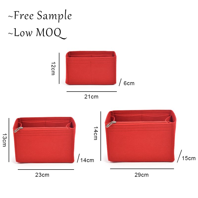 Hot sale cosmetics organizer felt bag organizer insert handbag make up bag
