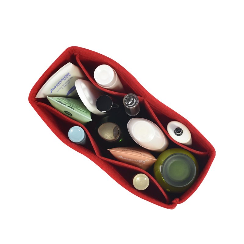 Hot sale cosmetics organizer felt bag organizer insert handbag make up bag