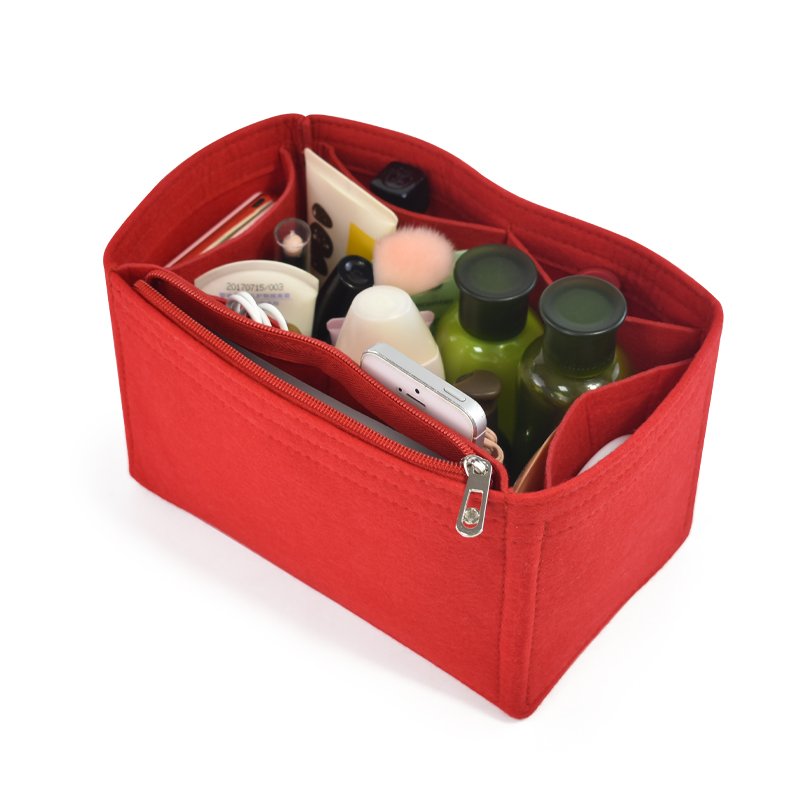 Hot sale cosmetics organizer felt bag organizer insert handbag make up bag