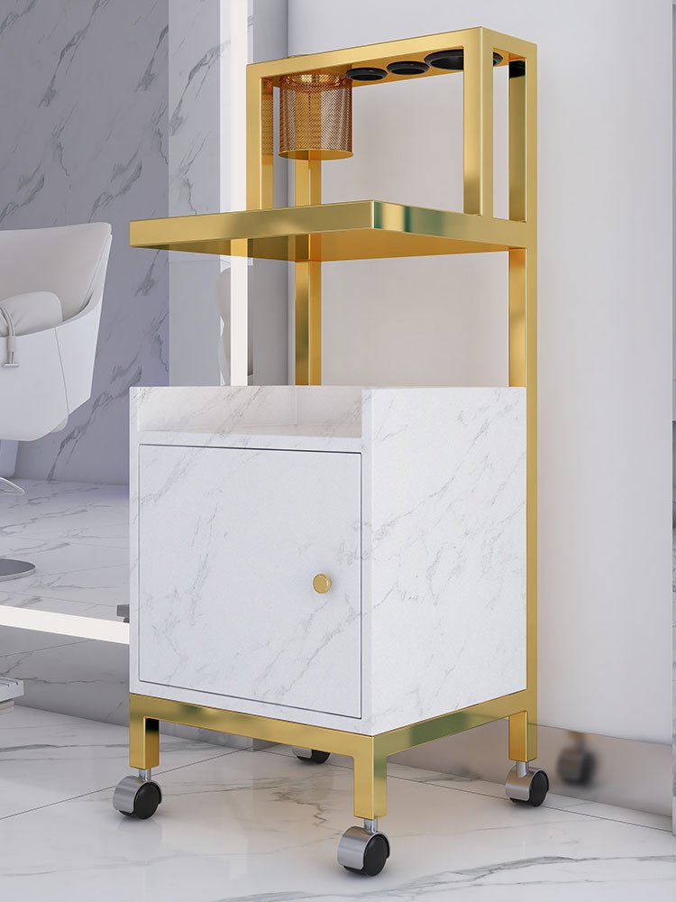Makeup Saloon Equipment Gold Pink Silver Metal Nail Trolley Case Cart Hair Hairdressing Beauty Salon Trolley