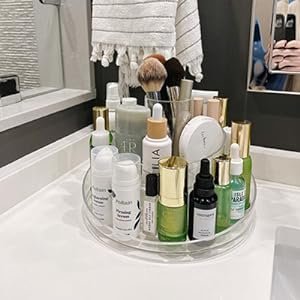 2 Tier Lazy Susan Acrylic Makeup Organizer Tray 360 Rotating Cosmetics Display Case Turntable Makeup Brush eyeshadow holder