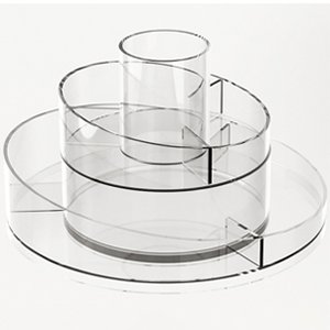 2 Tier Lazy Susan Acrylic Makeup Organizer Tray 360 Rotating Cosmetics Display Case Turntable Makeup Brush eyeshadow holder
