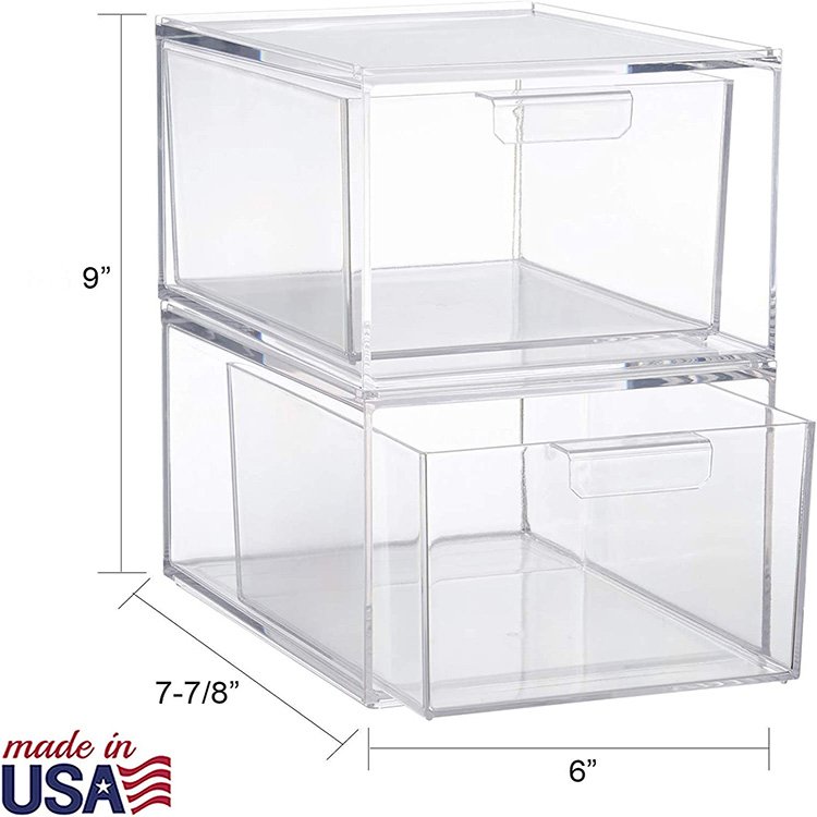 Stackable Clear Plastic Organizer Drawers | Organize Cosmetics and Beauty Supplies on a Vanity (single)