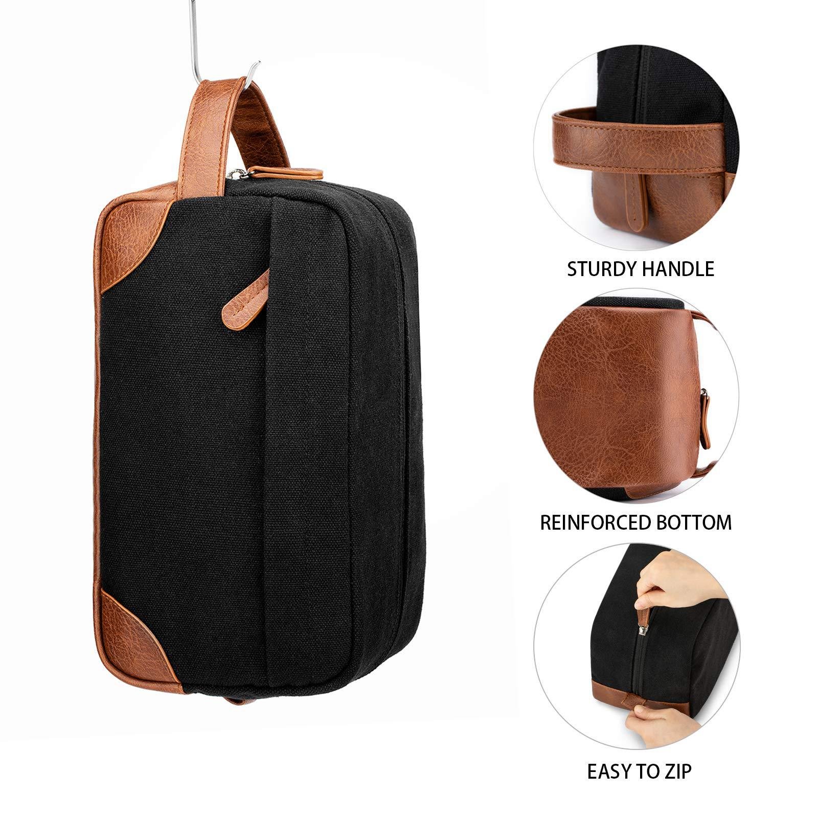 Wholesale Men's Toilet Bag Portable Large Capacity Makeup Bag Handheld Retro Waterproof Canvas PU Leather Storage Bag for Travel