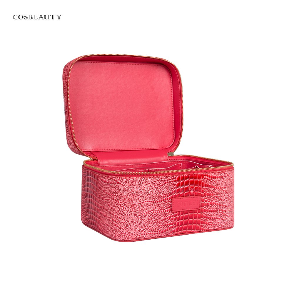 Women Travel Cosmetic Accessories Vanity Box PU Leather Makeup Pouch Custom Makeup Case With Zipper