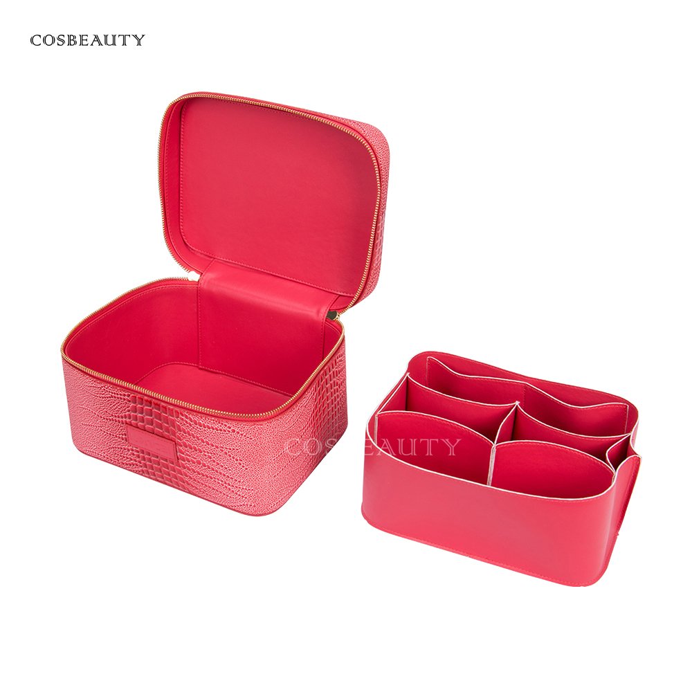 Women Travel Cosmetic Accessories Vanity Box PU Leather Makeup Pouch Custom Makeup Case With Zipper