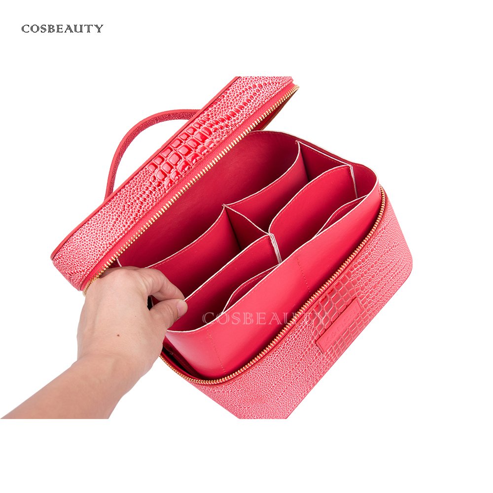 Women Travel Cosmetic Accessories Vanity Box PU Leather Makeup Pouch Custom Makeup Case With Zipper