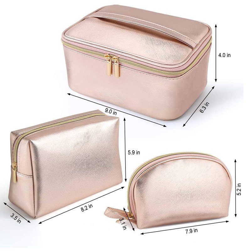 Custom 3 Pcs Makeup Bag Portable Travel Cosmetic Bags Large Makeup Organizer bags with Zipper