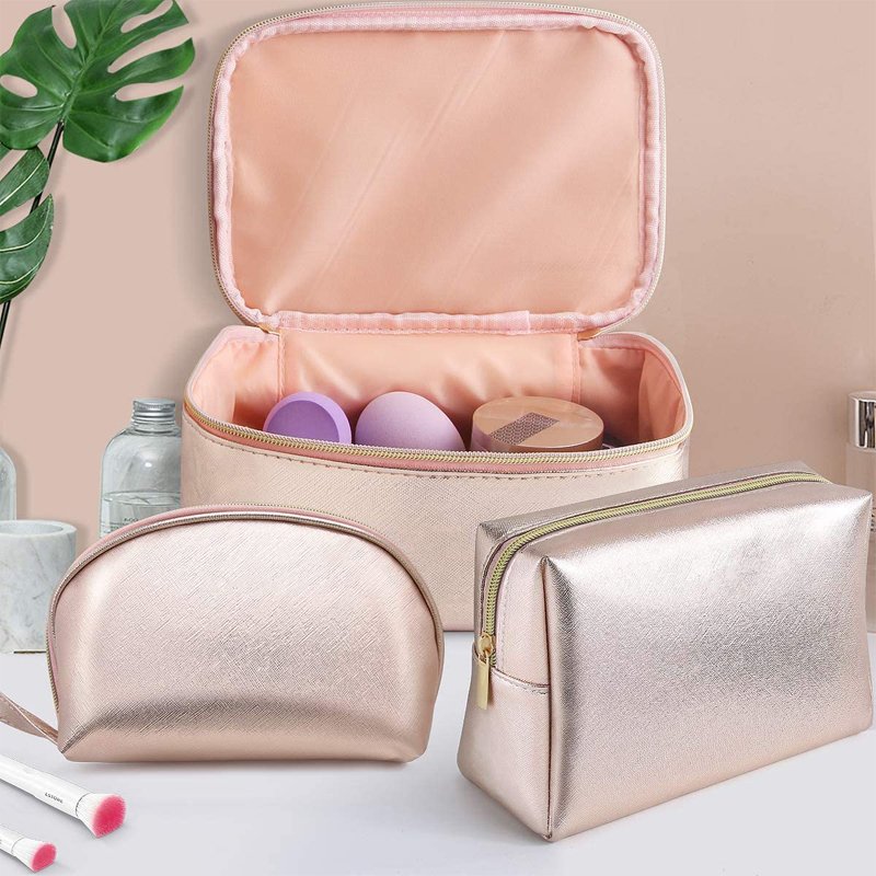 Custom 3 Pcs Makeup Bag Portable Travel Cosmetic Bags Large Makeup Organizer bags with Zipper