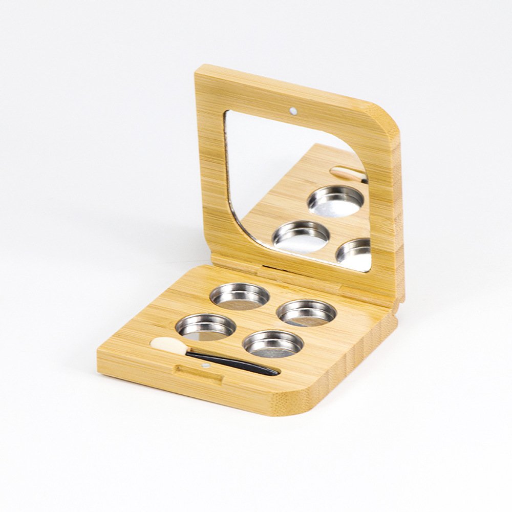 Natual Bamboo Cosmetic Palette Eye Brow Powder Storage Container Powder Blusher Box Makeup Kit Face Powder Eye Shadow Palette