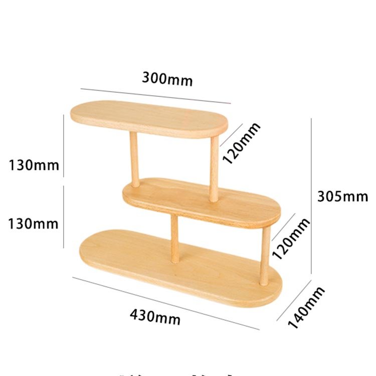 Living Room Office Home Kitchen Wooden Desktop Simple Tabletop Desk Organizers Storage Shelves-3 Tier Countertop Storage Rack