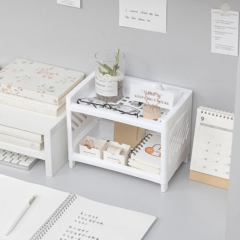 Desktop Storage Box - Cosmetics and Makeup Table Storage - Mini Storage Rack - Makeup Organizer for Office School Home