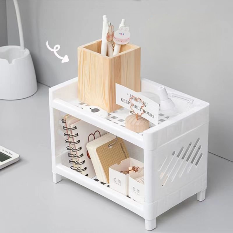 Desktop Storage Box - Cosmetics and Makeup Table Storage - Mini Storage Rack - Makeup Organizer for Office School Home