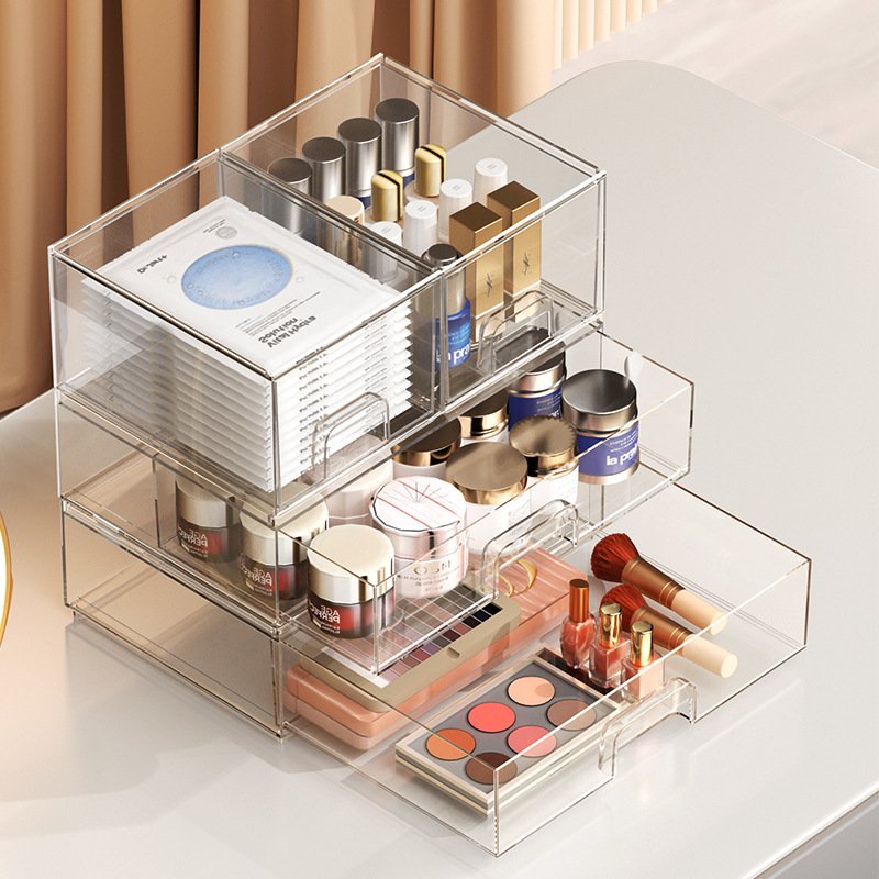 Bathroom Cabinet Clear Pull Out Drawer Makeup Storage Bins Cosmetic Organizer Drawer Set