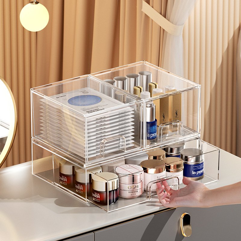 Bathroom Cabinet Clear Pull Out Drawer Makeup Storage Bins Cosmetic Organizer Drawer Set