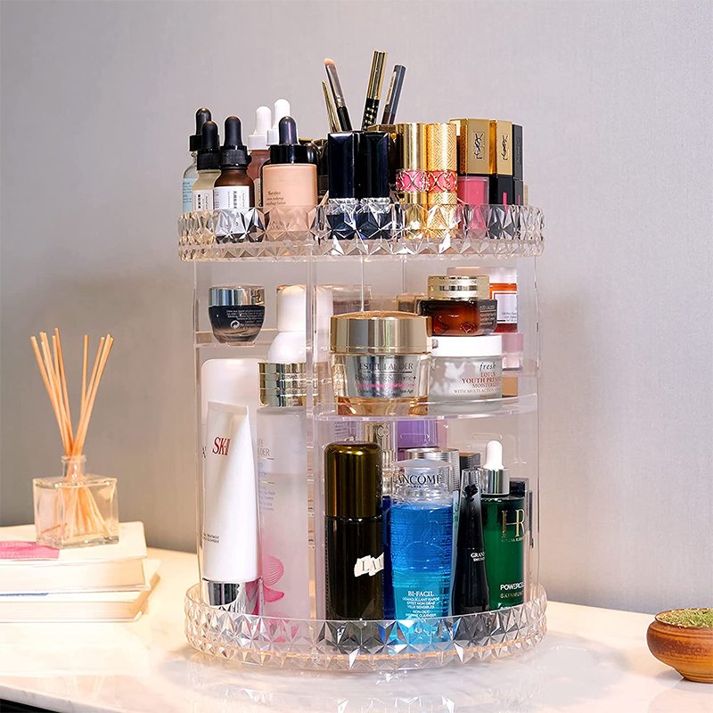 360-Degree Rotating Clear Transparent Storage Makeup organizer storage box Makeup Storage Organizer