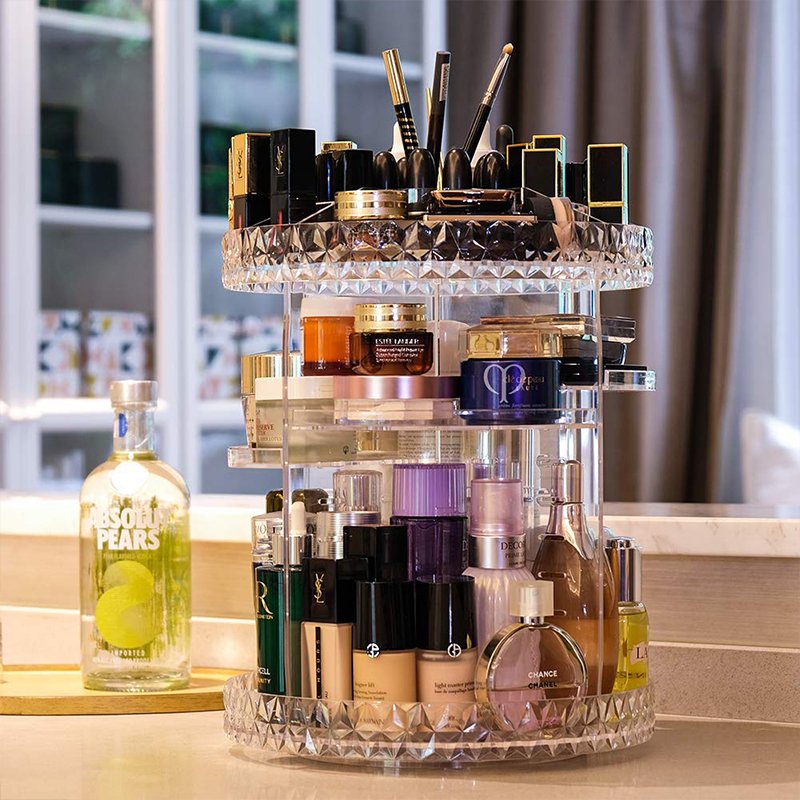 360-Degree Rotating Clear Transparent Storage Makeup organizer storage box Makeup Storage Organizer