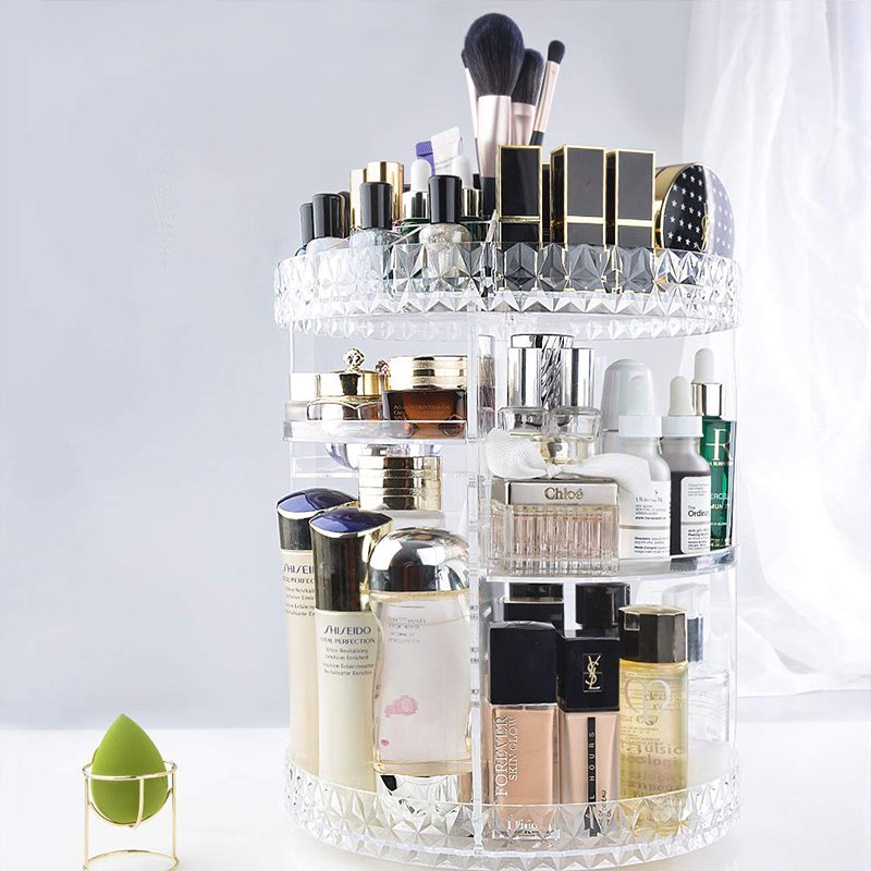 360-Degree Rotating Clear Transparent Storage Makeup organizer storage box Makeup Storage Organizer