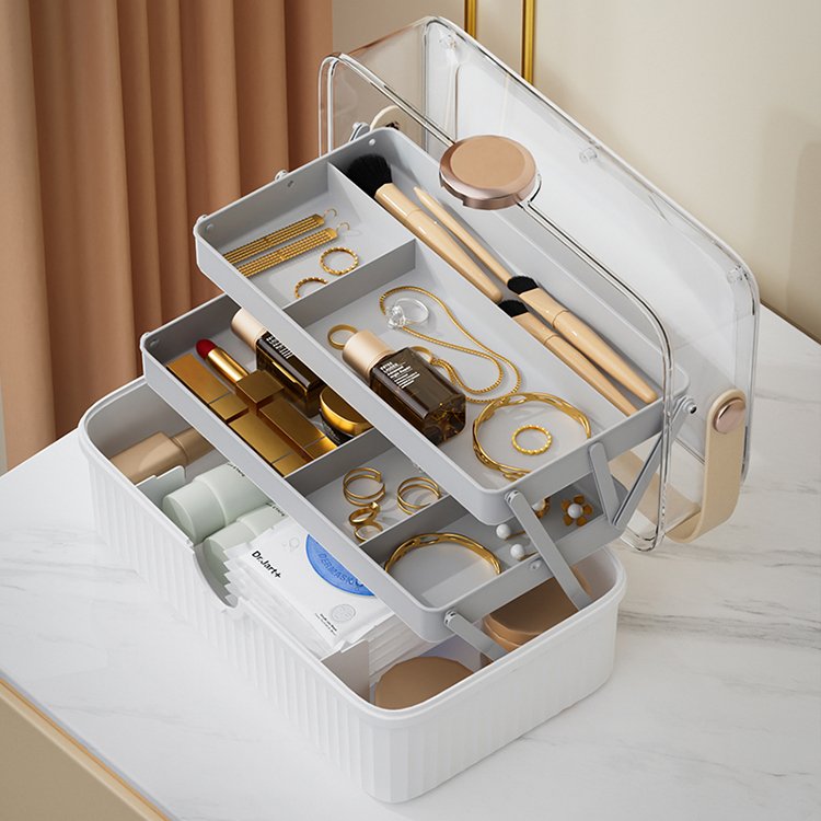 Sesame Wholesale Custom Luxury Desktop Dust-proof Make Up Organizer Makeup Organizer Storage Box