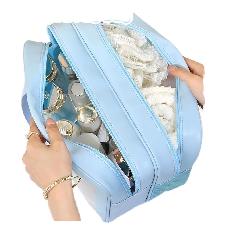 Customized Waterproof Transparent PVC Cosmetic Bag with Zipper Organizing Travel Toiletries for Men Women Wet Dry Makeup Usage