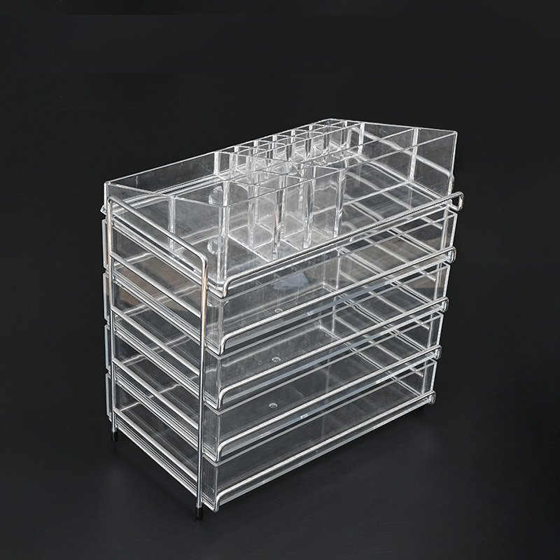 Makeup Organizer Acrylic Storage Box with 9 Drawers Stackable Cosmetic Display Racks for Dresser