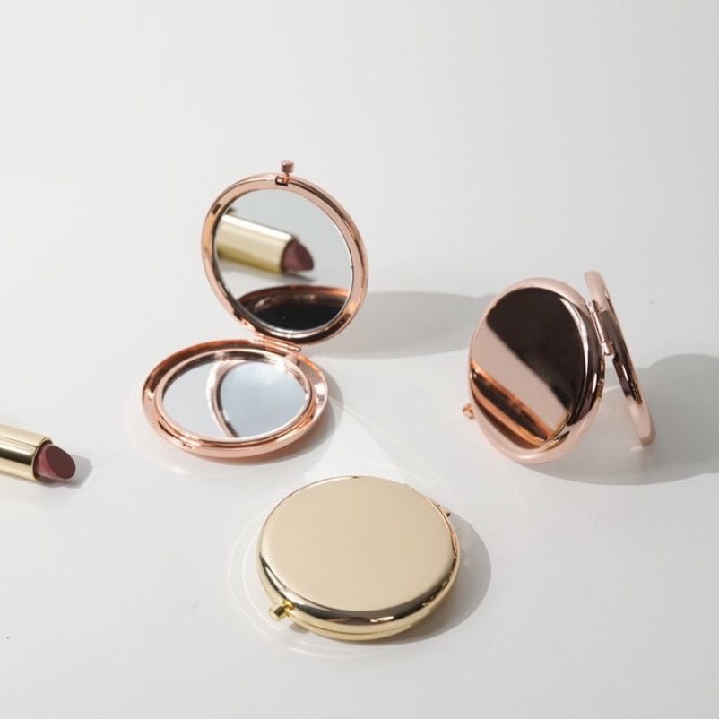 Customized Logo Round Double Side Metal Pocket Mirror Hand Held Make Up Mini Mirror for Personalized Gift
