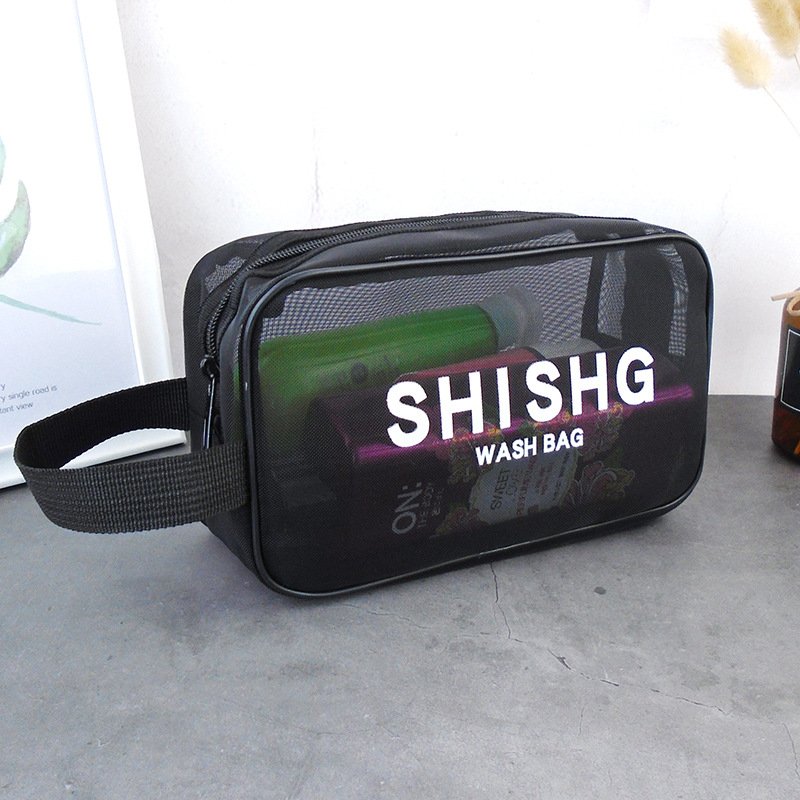 Factory Wholesale Waterproof transparent nylon mesh custom logo small large travel kits makeup cosmetic bag