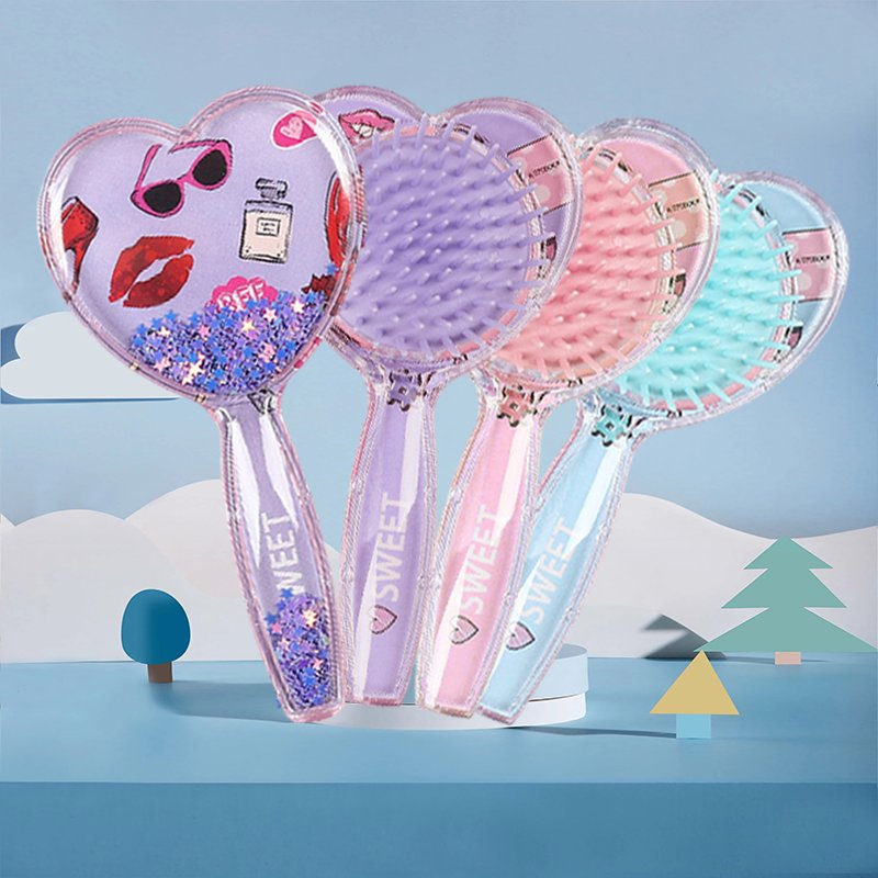 Customized Blue Love Makeup Comb for Girls Styling & Straightening Hair Exfoliating & Venting Features Made of Durable Nylon