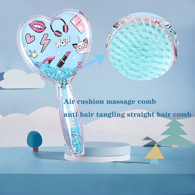 Customized Blue Love Makeup Comb for Girls Styling & Straightening Hair Exfoliating & Venting Features Made of Durable Nylon