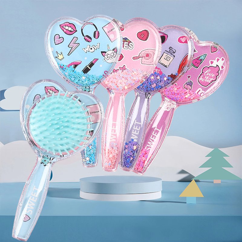 Customized Blue Love Makeup Comb for Girls Styling & Straightening Hair Exfoliating & Venting Features Made of Durable Nylon
