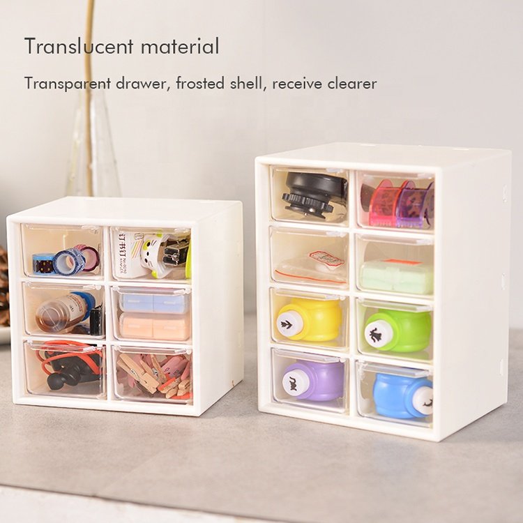 Stackable 8 Grids Office Desktop Jewelry Makeup Storage Box Plastic Drawer Organizers