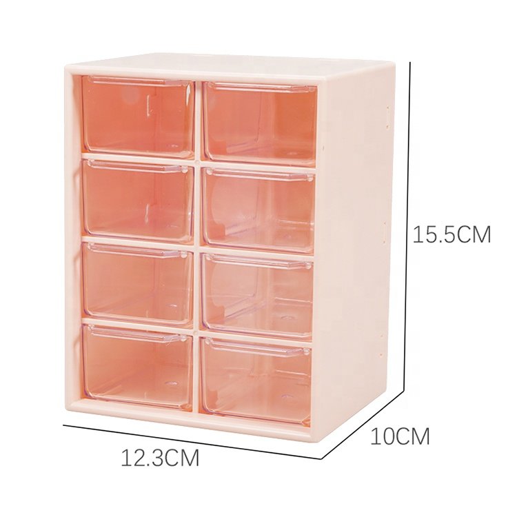 Stackable 8 Grids Office Desktop Jewelry Makeup Storage Box Plastic Drawer Organizers