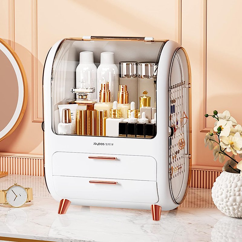 Large Makeup Skincare Organizer Case Bathroom Countertop Bedroom Dresser Cosmetic Storage Box with Drawers Jewelry Holder