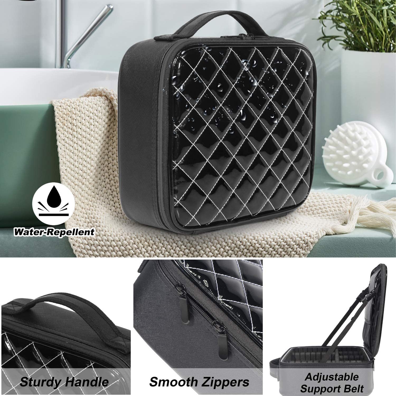 KEYSON Factory Wholesale Travel Makeup Organizers and Storage Case, Portable Makeup Bag Wiht Led Mirror CosmeticTrain Bag