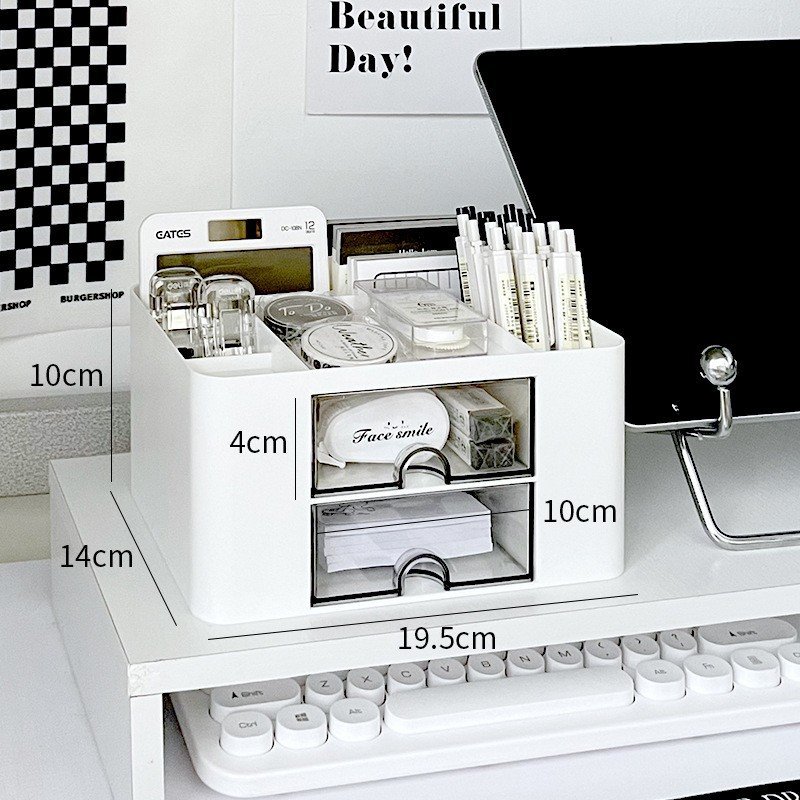 2024 new style multifunctional makeup pencil holder drawer storage case stationery desktop organizer