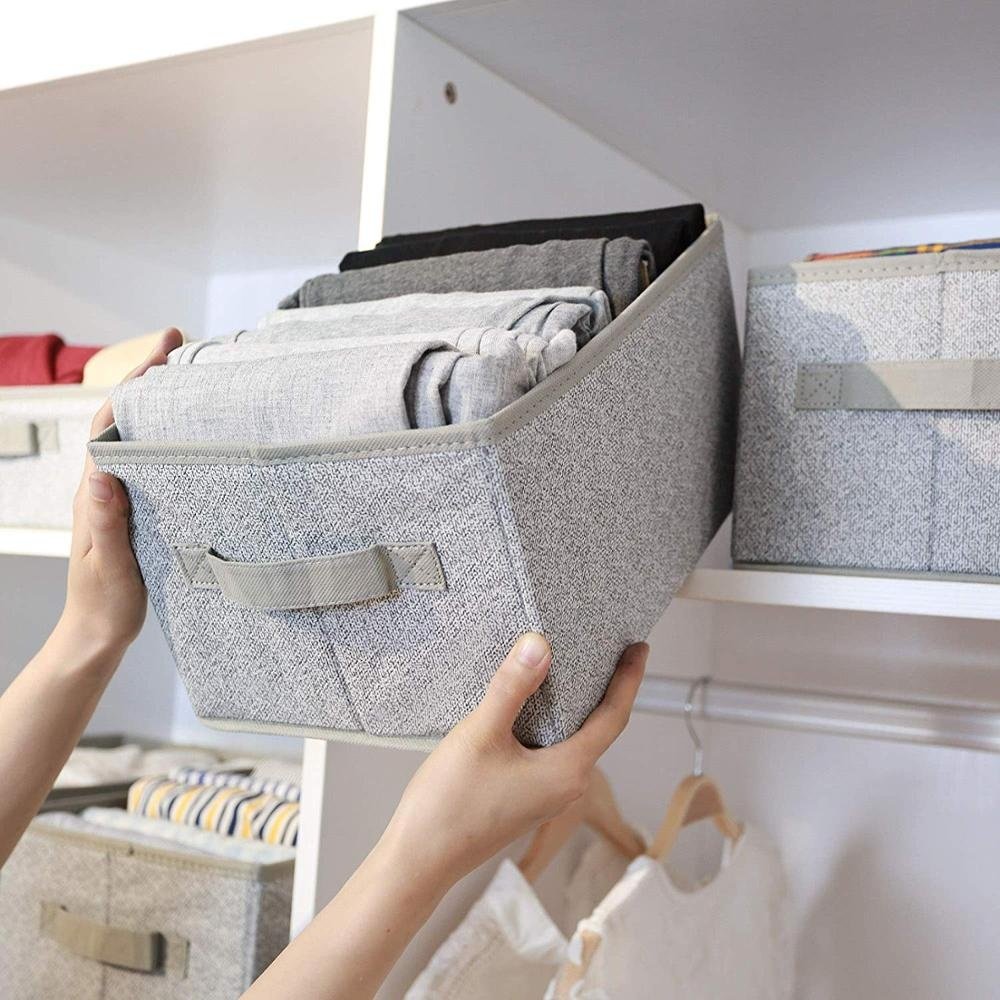 Wholesale Folding Storage Baskets for Shelves, Cloth Organizer Bins with Handles for Home Closet Bedroom Drawers Organizers