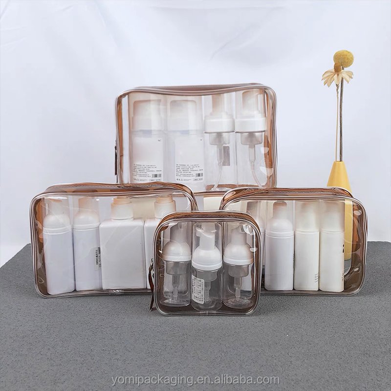 Lady fashion waterproof pvc clear transparent leather zipper cosmetic bag makeup pouch