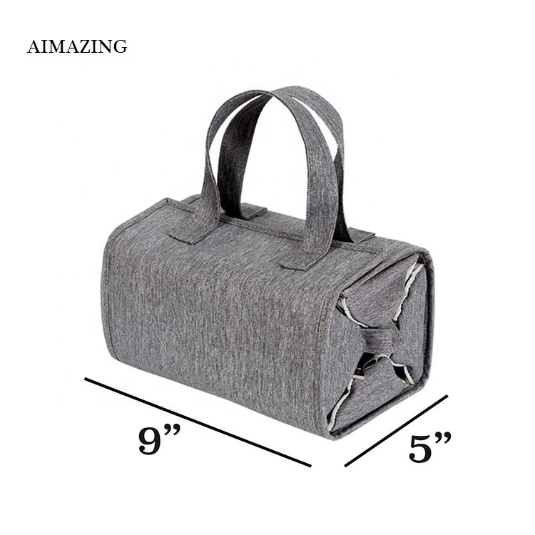 Hanging Roll-Up Makeup Bag / Toiletry Kit / Travel Organizer for Women - 4 Removable Storage Bags - Organize Make Up