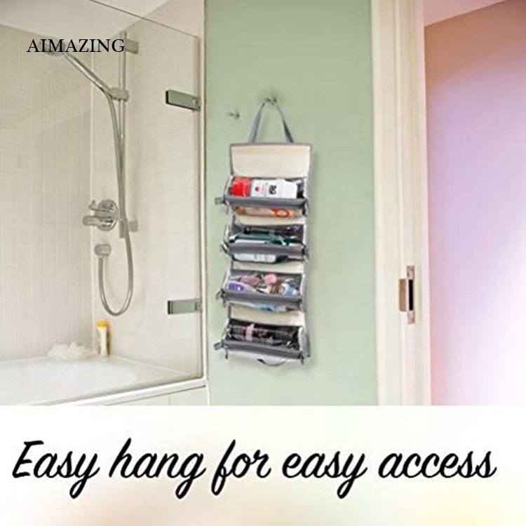 Hanging Roll-Up Makeup Bag / Toiletry Kit / Travel Organizer for Women - 4 Removable Storage Bags - Organize Make Up