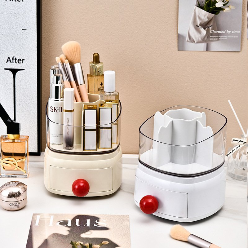 Transparent dustproof pen holder desktop rotation Rotating Multifunctional Makeup Brush hold storage rack