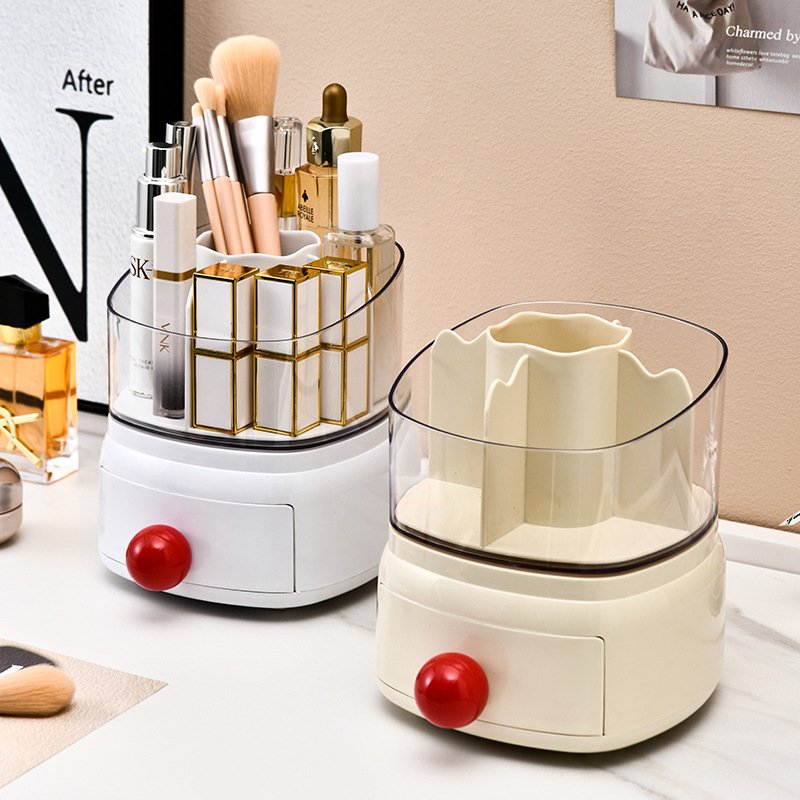 Transparent dustproof pen holder desktop rotation Rotating Multifunctional Makeup Brush hold storage rack