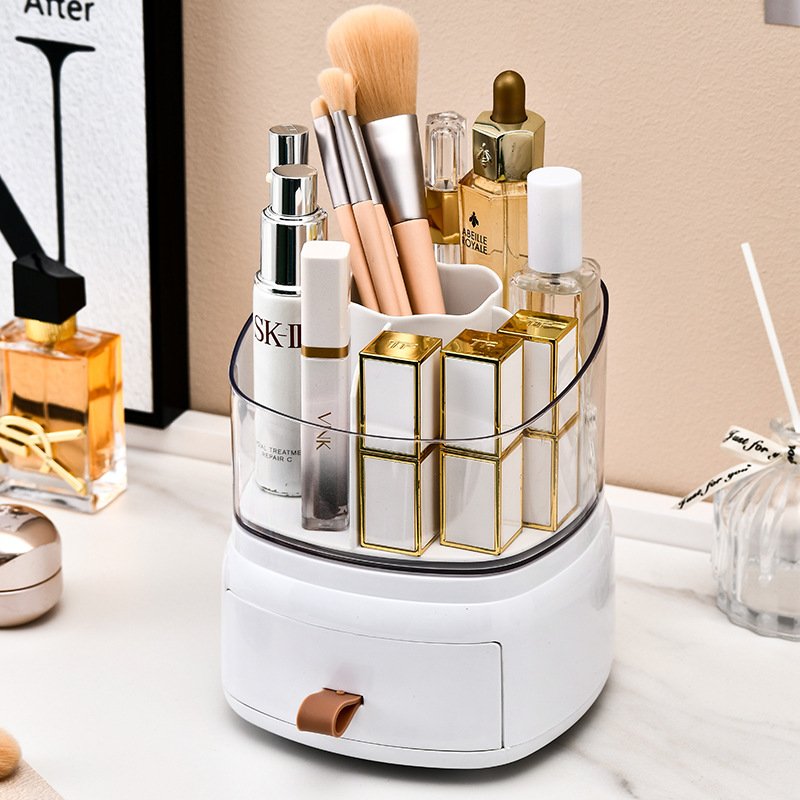 Transparent dustproof pen holder desktop rotation Rotating Multifunctional Makeup Brush hold storage rack