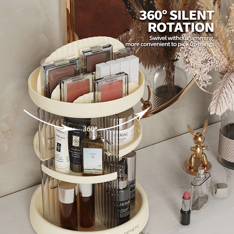 Home Vertical 360 Degree Plastic Cosmetic Organizer (Simple) Women's Makeup Storage Stand